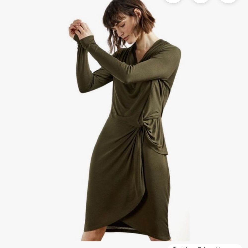 Ted Baker Khaki Long Sleeve Dress